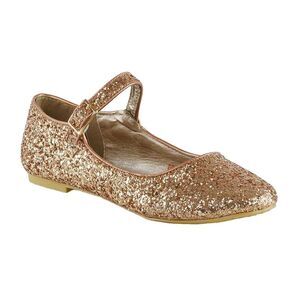 XY London Womens/Ladies Amanda Strappy Glitter Buckle Ballerina Flats / Rose Gol